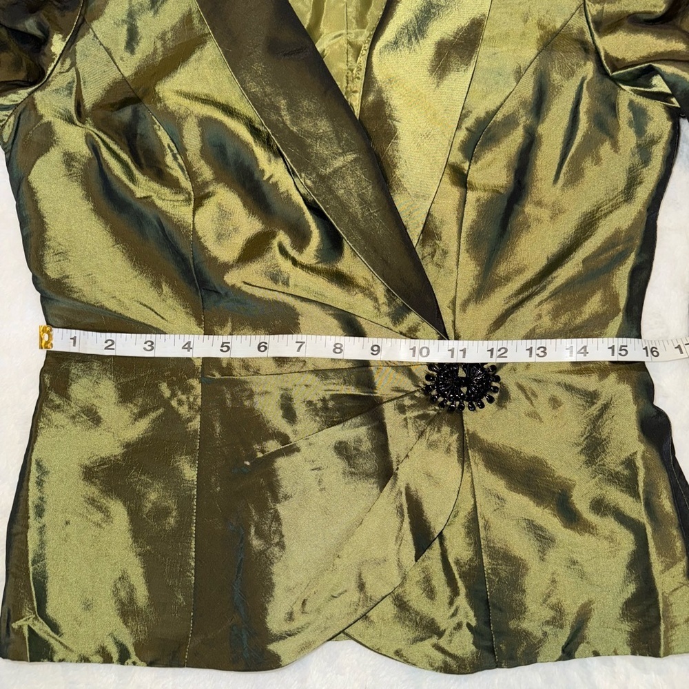 Alex Evenings Shimmering Olive Blazer Size Small - Picture 4 of 8